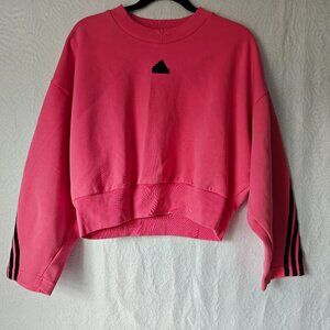 ADIDAS Women's Pink Sweatshirt Future Icon Three Stripes Cropped Size Medium